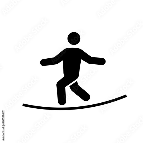 Tightrope walking icon. Clipart image isolated on white background.