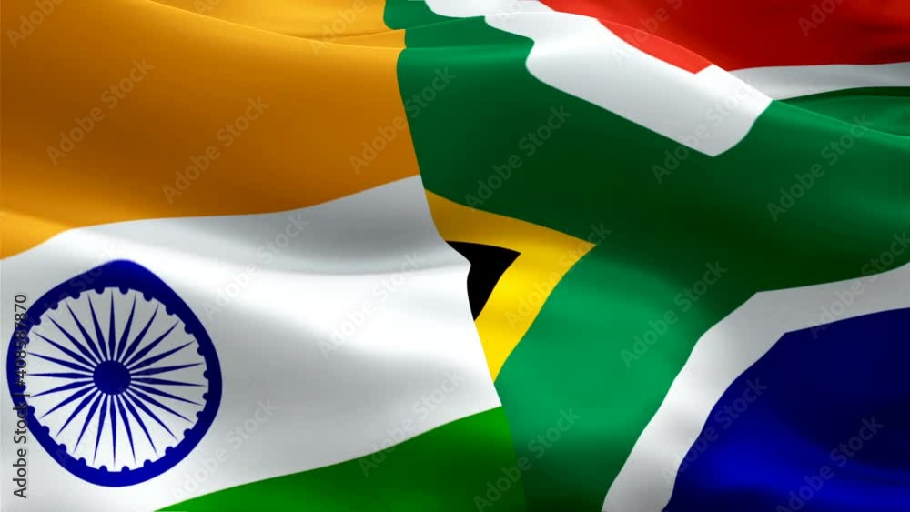 Indian and South Africa flag waving video in wind footage Full HD ...