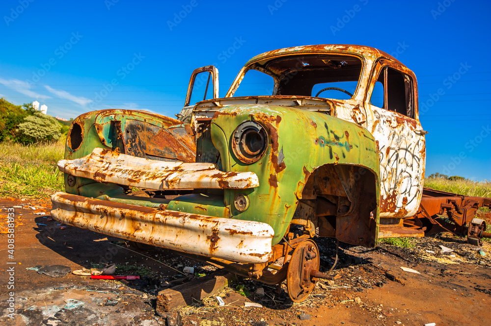 scrap car. old vehicles for recycling