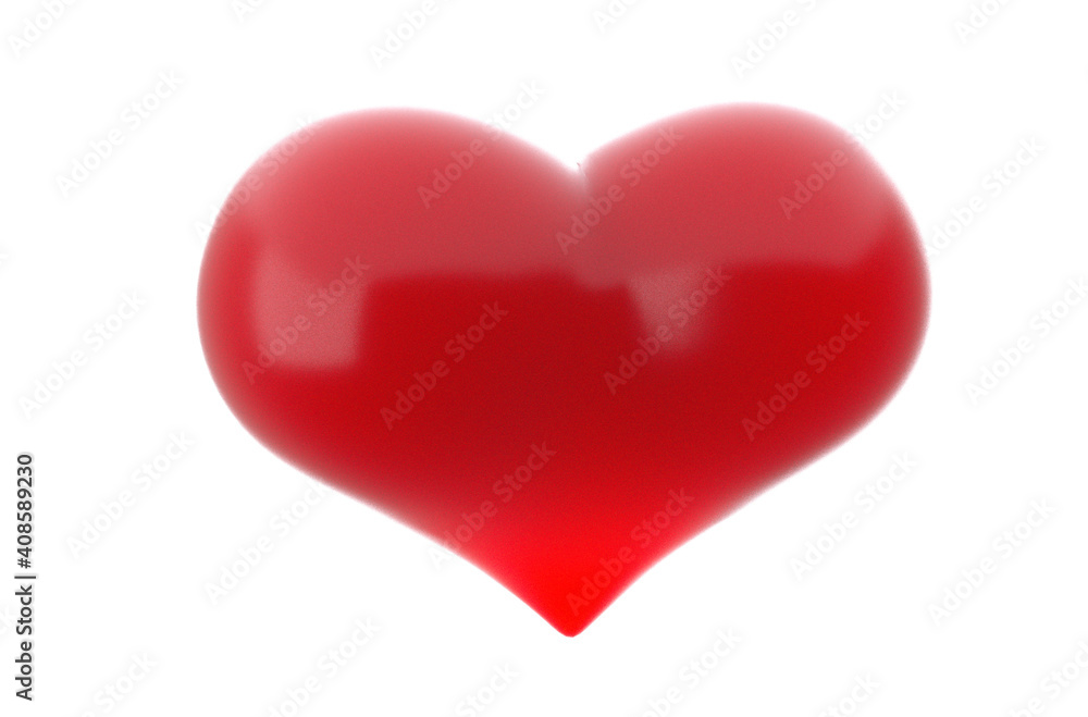 Valentines heart 3D render - -modern concept digital illustration of a glass red heart. Valentines concept illustration