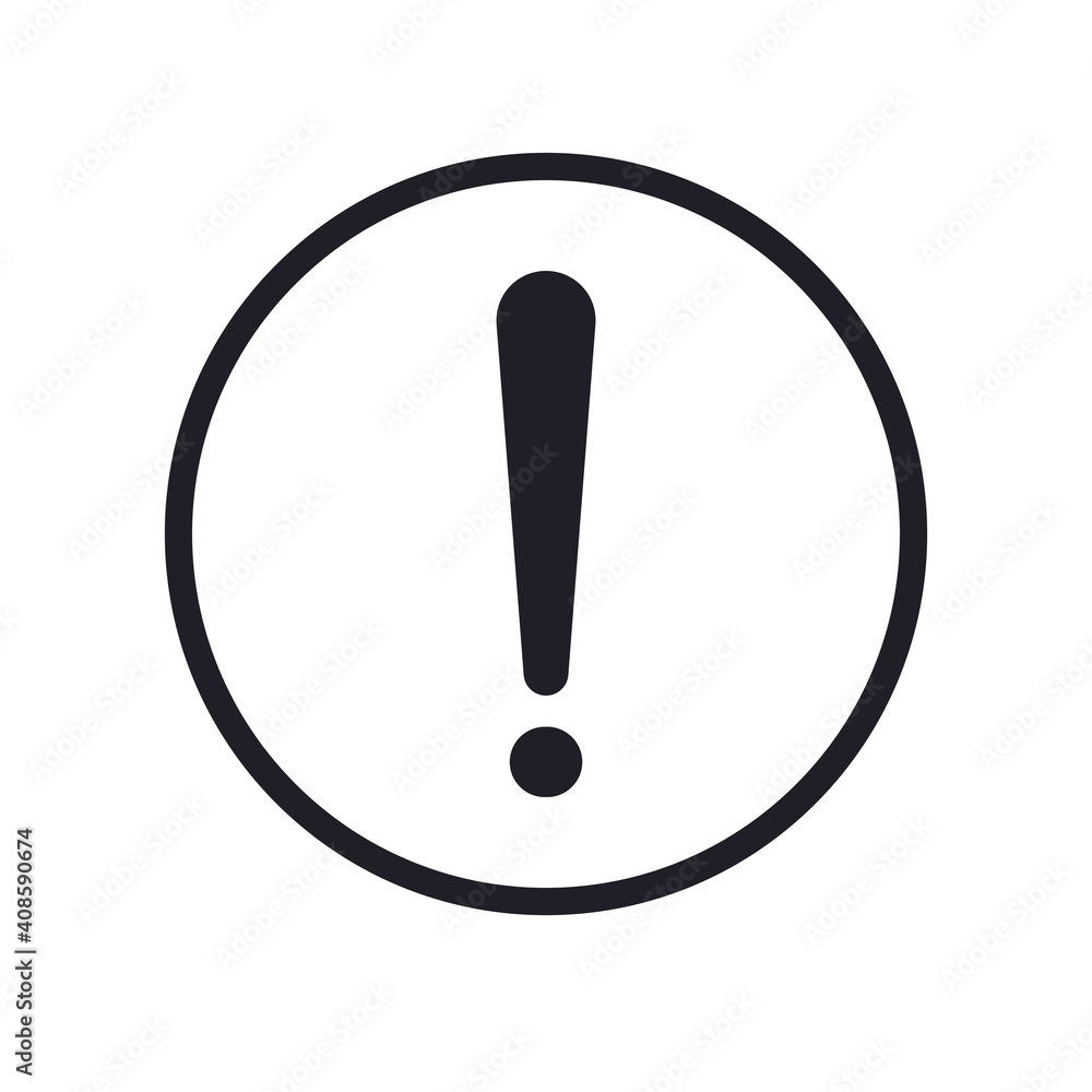 Exclamation mark icon in line circle. Caution symbol. Warning hazard