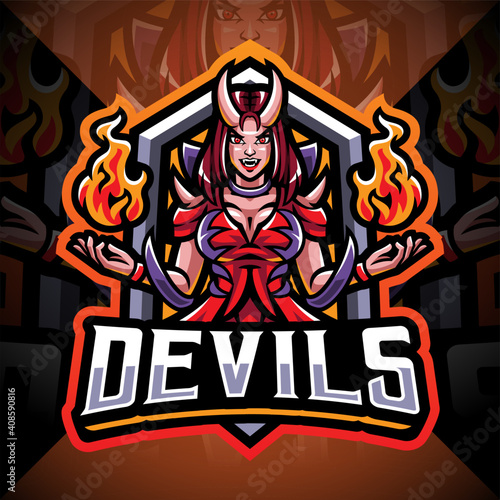Devils girl esport mascot logo design