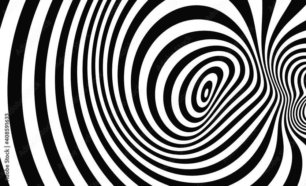 Fototapeta premium Wave design black and white. Digital image with a psychedelic stripes. Argent base for website, print, basis for banners, wallpapers, business cards, brochure, banner. Line art optical
