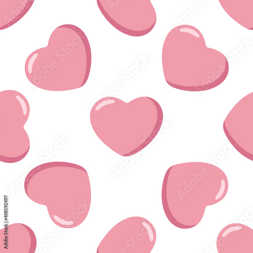 St.Valentines Day or baby girl birthday seamless pattern with rose heart on white background. Vector for cards, banners, wrapping paper, posters, scrapbooking, pillow, cups and fabric design.