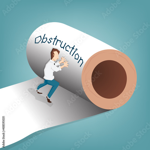 Businessman push obstruction ,Business concept used vector flat design