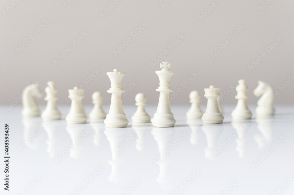 Set of white chess figures. Chessmen. Set of white chess figures. Chessmen.