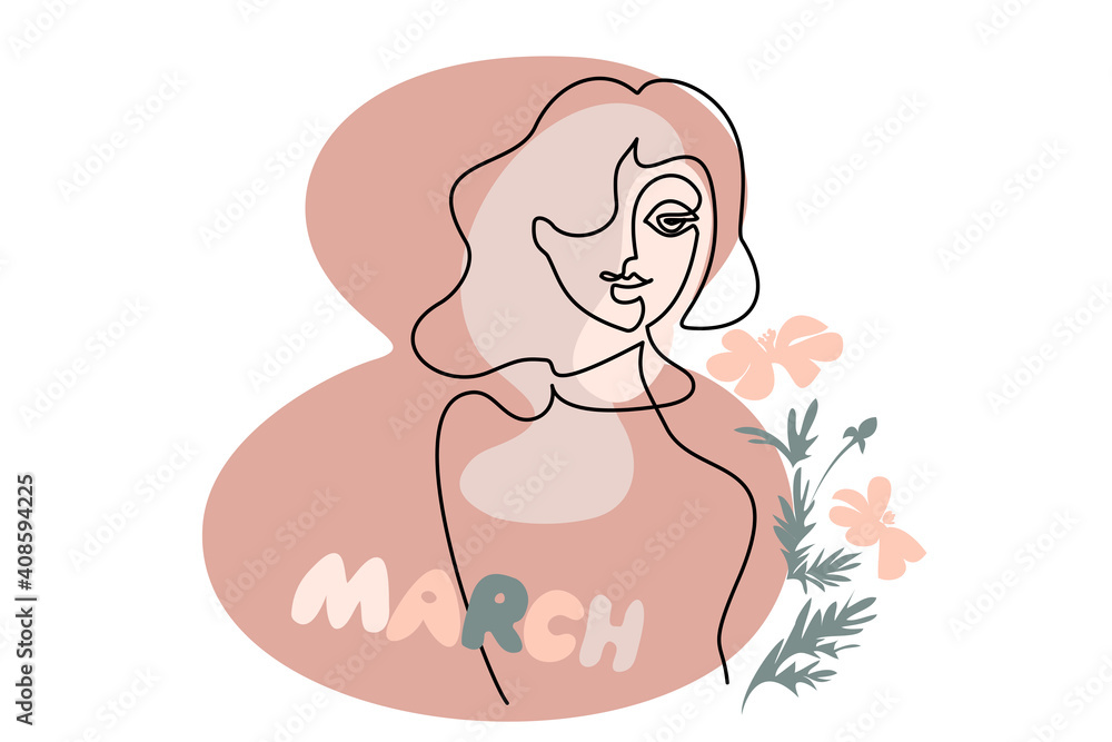 Happy Womens day card. Abstract portrait of a woman Happy Womens day card. Abstract portrait of a woman