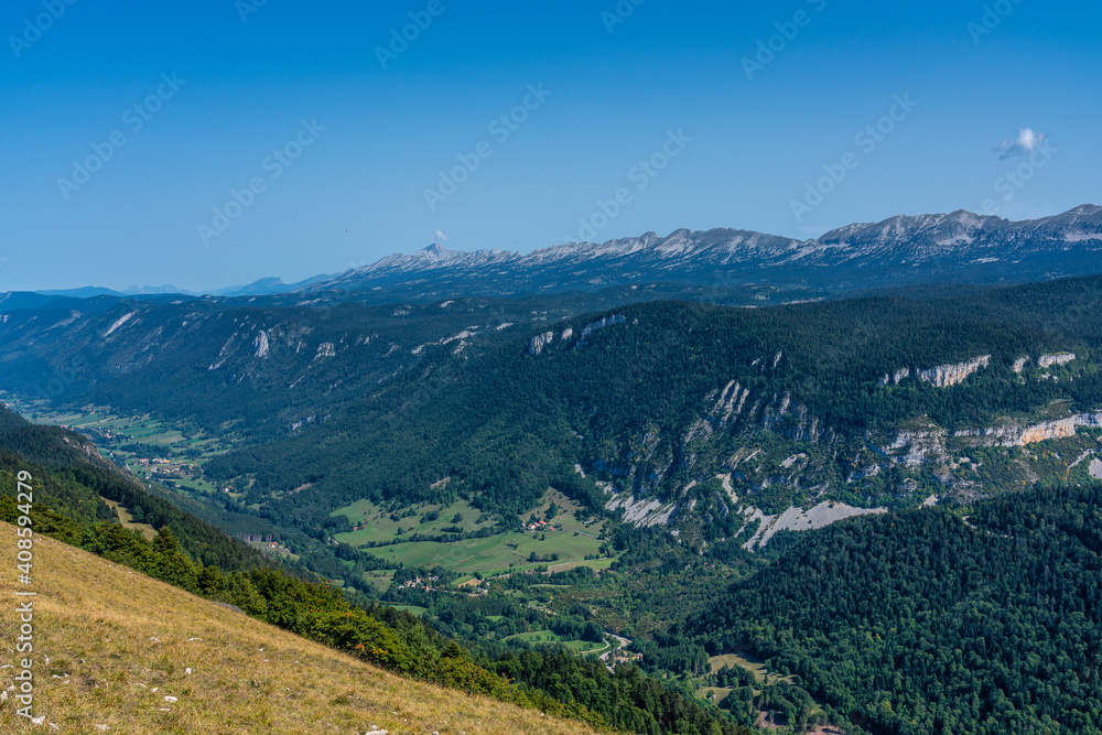 Panoramic view of Vercors landscape, Vassieux en Vercors, France