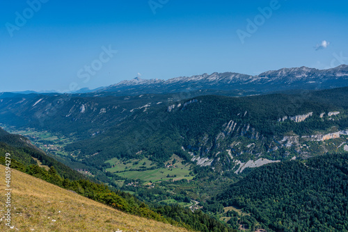 Fototapeta Naklejka Na Ścianę i Meble -  Panoramic view of Vercors landscape, Vassieux en Vercors, France