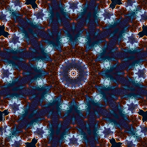 This is an Illustration abstract kaleidoscope with design art, wall art, unique, and backdrop.Its very perfect for batik pattern, bohemian, wall art, mirror frame, backdrop, carpet design, tapestry 