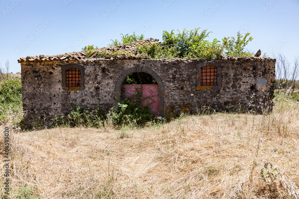Ruin of an abandoned house in Moio Alcantara, Sicily, Italy