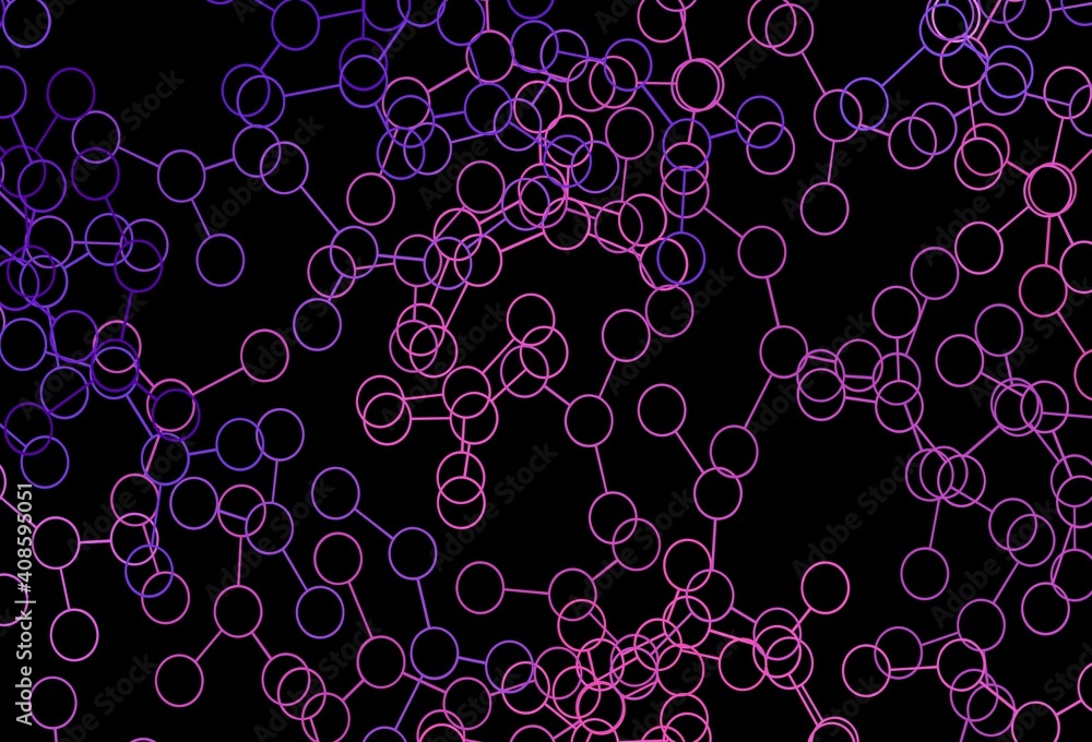 Dark Purple, Pink vector pattern with artificial intelligence network.