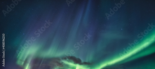 Aurora Borealis, Northern Lights glowing in the night sky