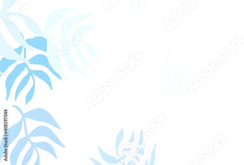 Light BLUE vector natural pattern with leaves.