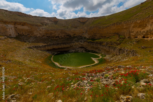 Cirali Pothole is in Akviran Plateau in the north west of Yenikent District of Konya's Karapınar district. photo