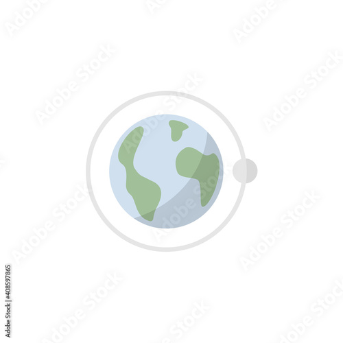 Moon rotation around the Earth. Flat icon. Isolated weather vector illustration