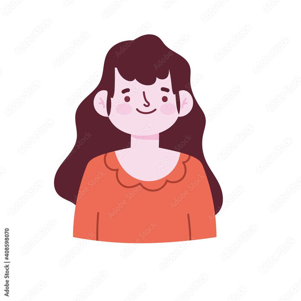 cartoon female woman character young icon isolated style cartoon female woman character young icon isolated style