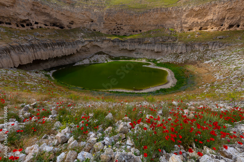 Cirali Pothole is in Akviran Plateau in the north west of Yenikent District of Konya's Karapınar district. photo