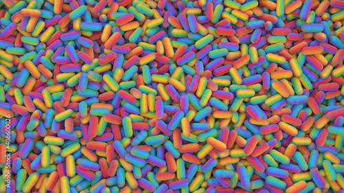 Happy pills digital background with multicolored objects