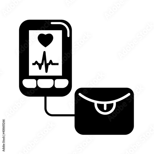 Vector graphics, blood pressure monitor icon. Flat design.