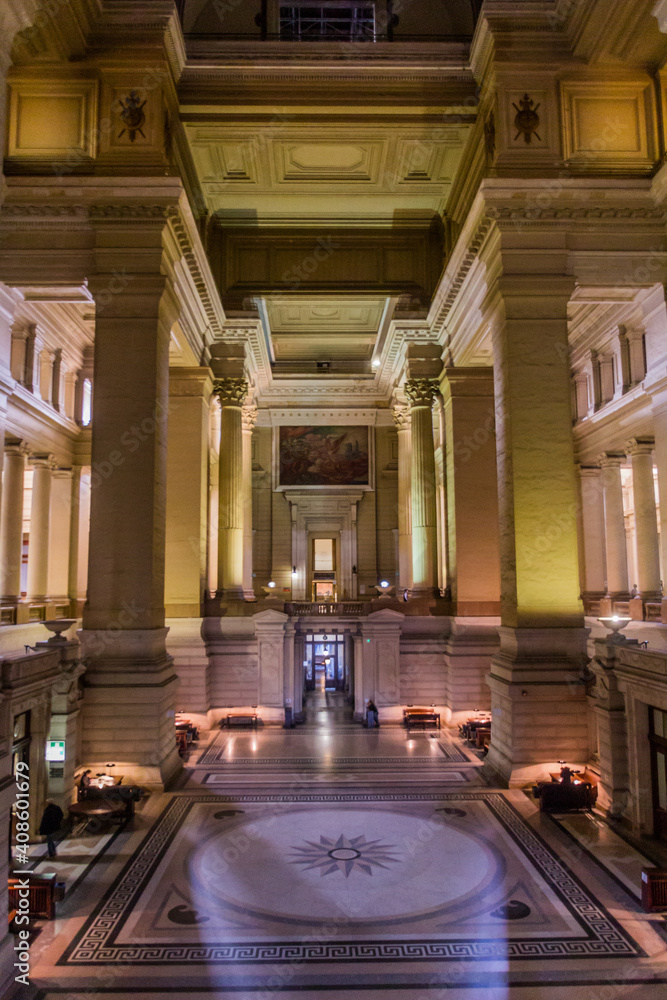 BRUSSELS, BELGIUM - DECEMBER 17, 2018: Interior of the Palais de Justice (Law Courts of Brussels), Belgium