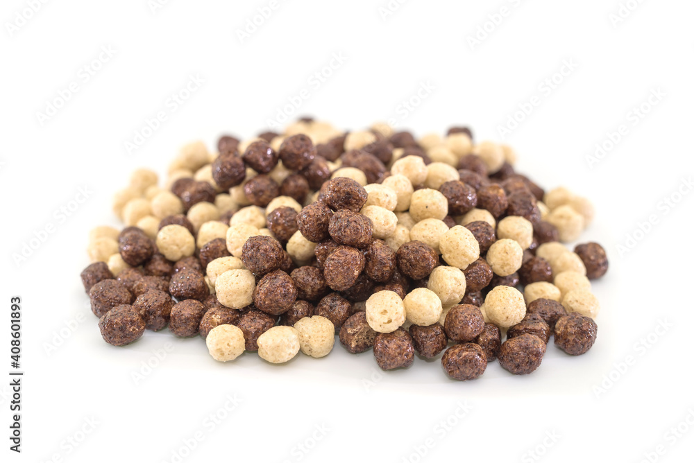 Dry breakfast in the form of balls isolated on a white background. Dry breakfast in the form of balls isolated on a white background.