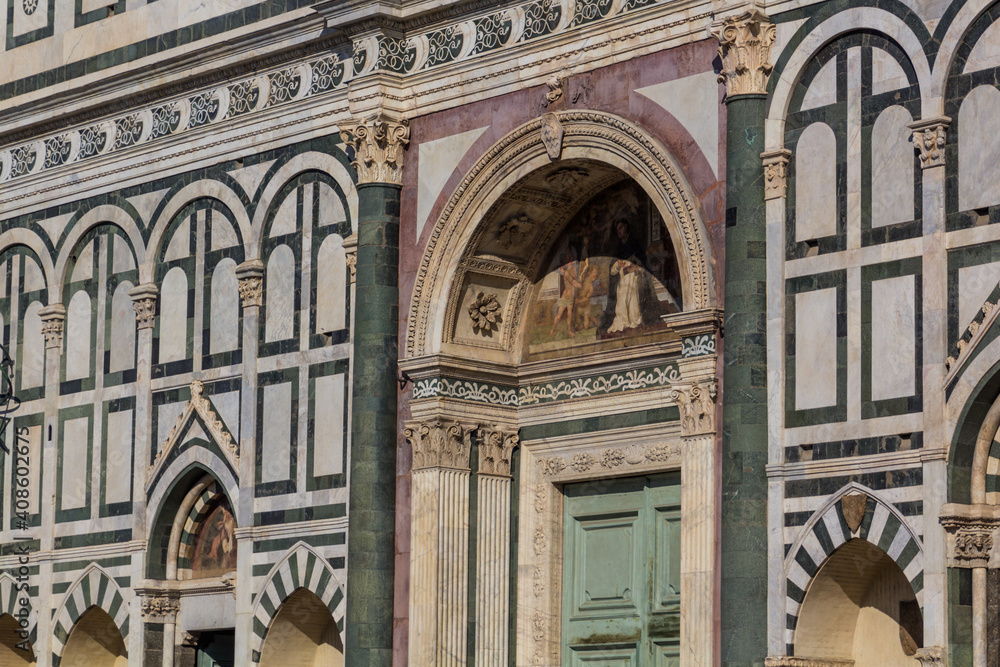 Detail of Santa Maria Novella church in Florence, Italy
