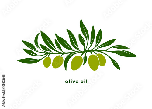 Silhouette olive tree. Vector pattern. Organic oii