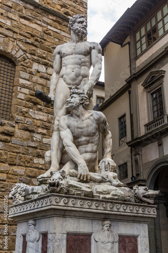 FLORENCE, ITALY - OCTOBER 21, 2018: Hercules and Cacus sculpture in Florence, Italy