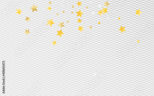 Gold Falling Stars Vector Transparent Background.