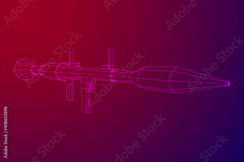Anti-tank rocket propelled grenade launcher - RPG 7. Wireframe low poly mesh vector illustration.