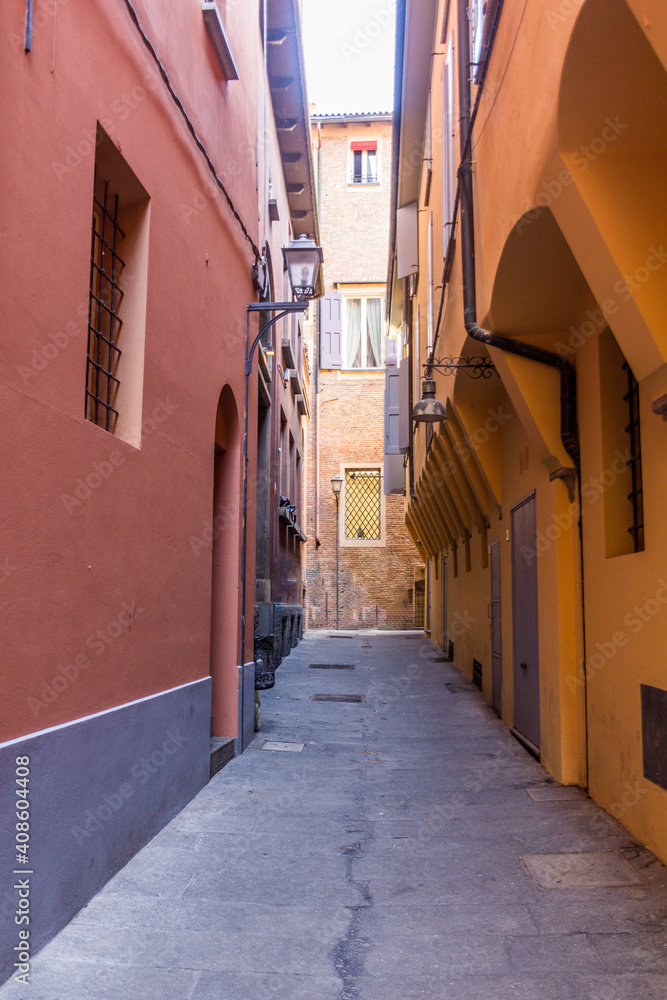 Narrow alley in Bologna, Italy