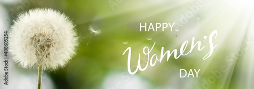 Woman's Day. Romantic banner. Decoration of beautiful flowers