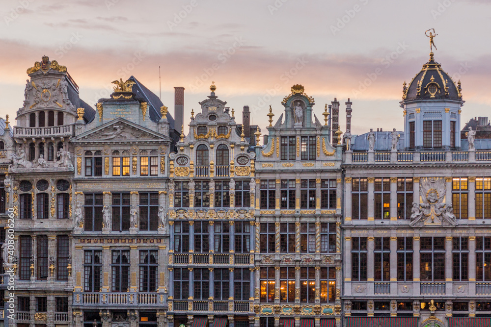 Old houses at the Grand Place (Grote Markt) in Brussels, capital of Belgium