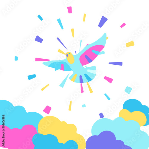Happy Easter illustration with dove.
