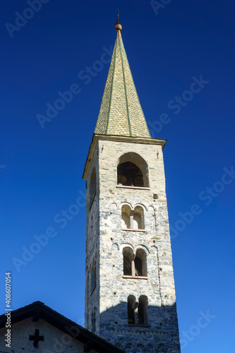 Old belfry in Bormio, Valtellina, Italy