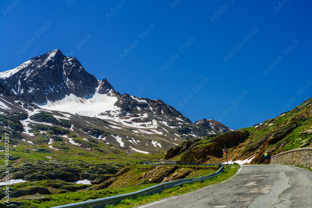 Fototapeta premium Passo Gavia, mountain pass in Lombardy, Italy, at summer