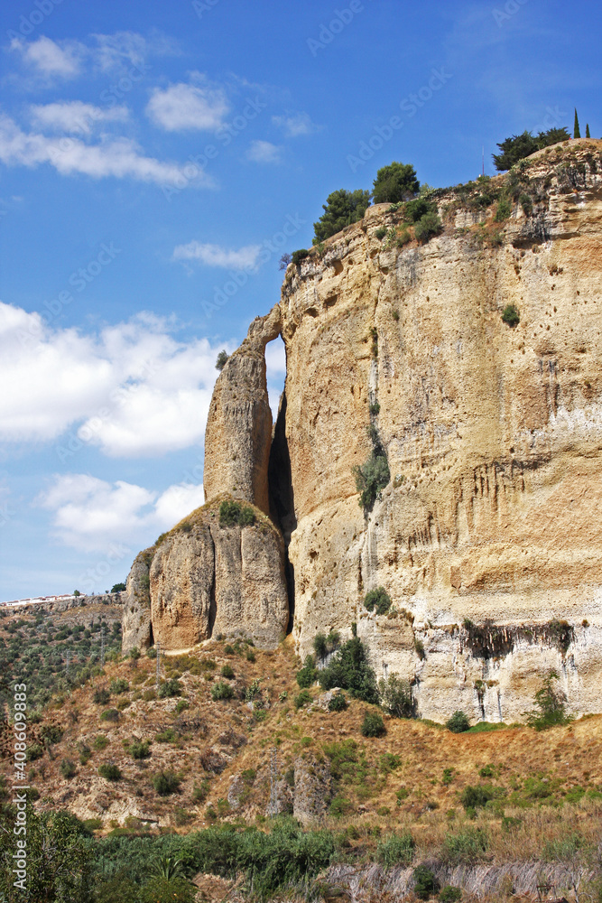 Beautiful rock formations by the city of Ronda, Spain