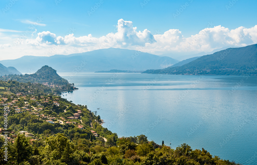 Landscape of the Lake Maggiore by Belvedere Pasquè of Brezzo di Bedero, province of Varese, Italy
