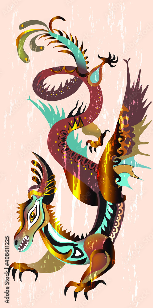 Dragon, Chinese-style mythological creature. Symbolizing joy. Chinese New Year 2024. Symbol of the Eastern calendar.


