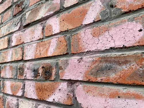 Abstract background texture. Red, orange, brown seamless pattern. Wallpaper design, grunge old surface. Brick wall
