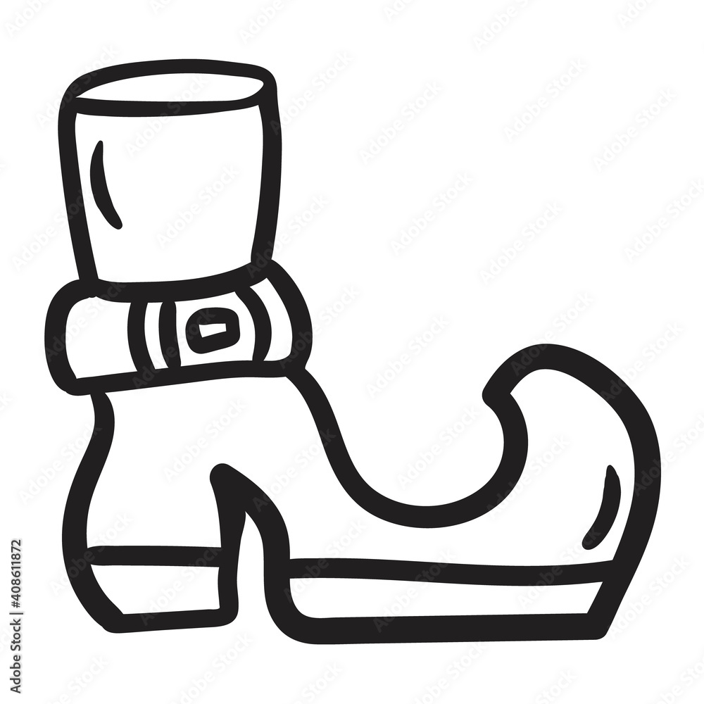 Leprechaun's boot st Patrick's day and holiday doodle icon. Hand drawn simple icon. Vector illustration isolated on white background Leprechaun's boot st Patrick's day and holiday doodle icon. Hand drawn simple icon. Vector illustration isolated on white background