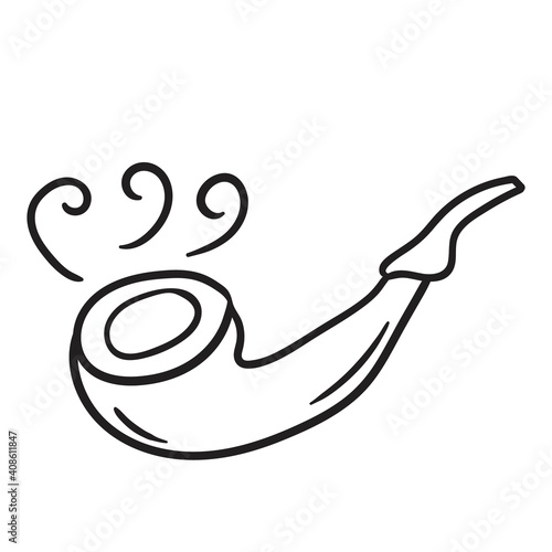 Smoking pipe. Smoking tool. Vector illustration. Contour on an isolated background. Saint Patrick Day. Doodle style. EPS10