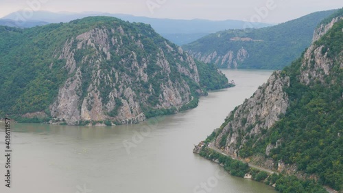 Danube river defile at the entrance in Romania photo