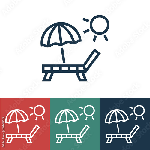 Linear vector icon with beach lounger