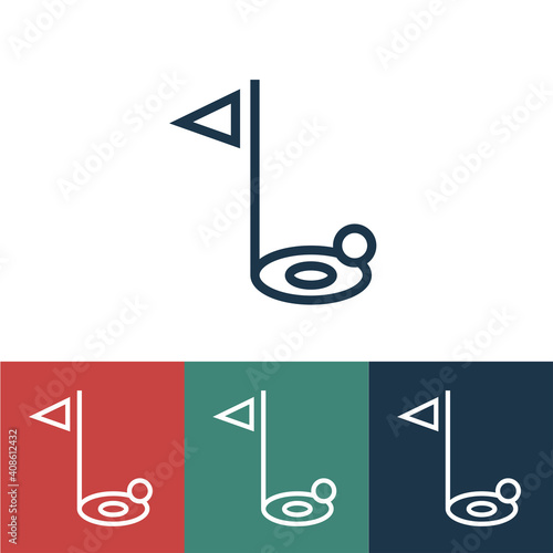 Linear vector icon with golf hole