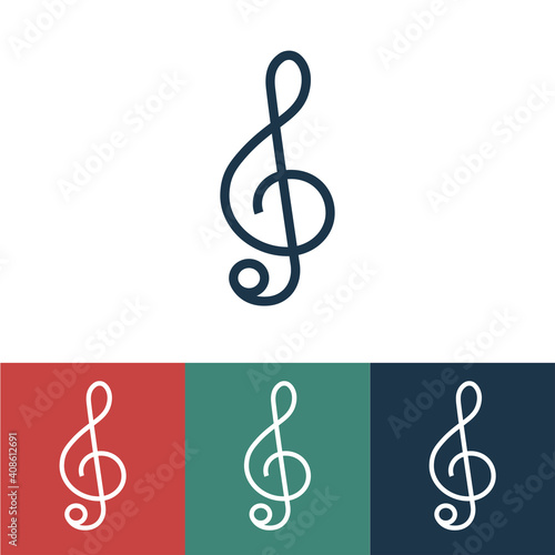 Linear vector icon with treble clef