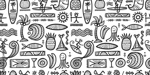 Tropical Lifestyle background. Tribal elements. Seamless Pattern for your design