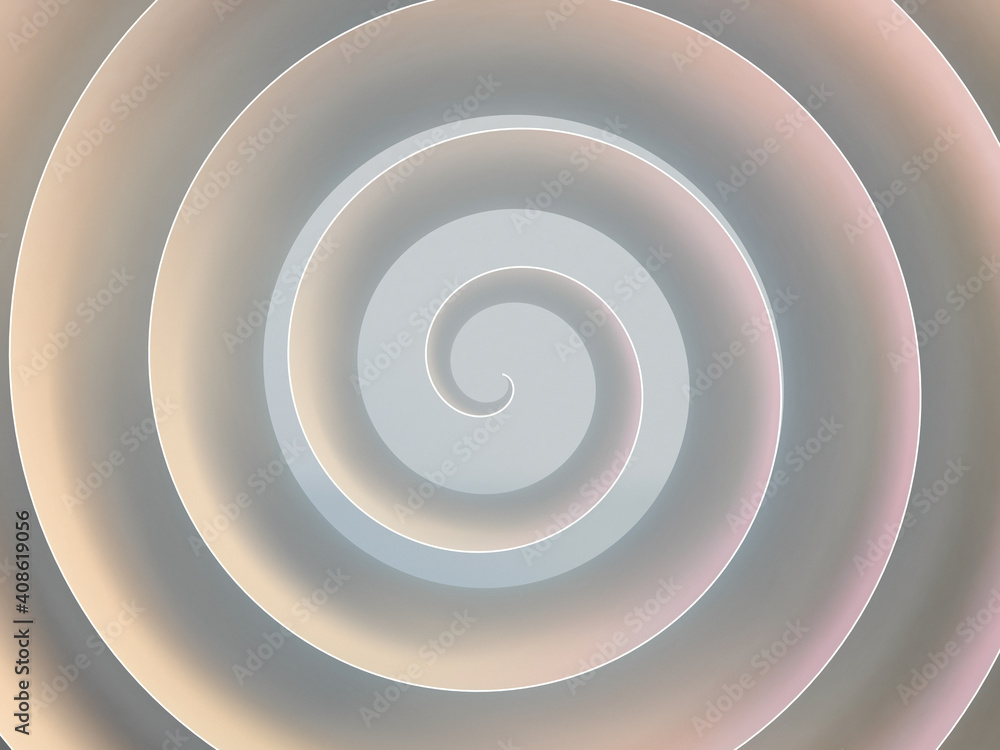 White spiral with soft colorful illumination, abstract 3d White spiral with soft colorful illumination, abstract 3d
