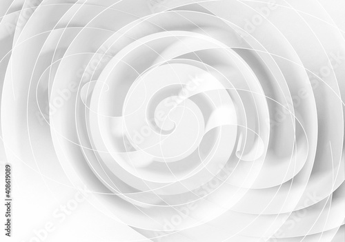 Abstract white digital graphic background with spirals